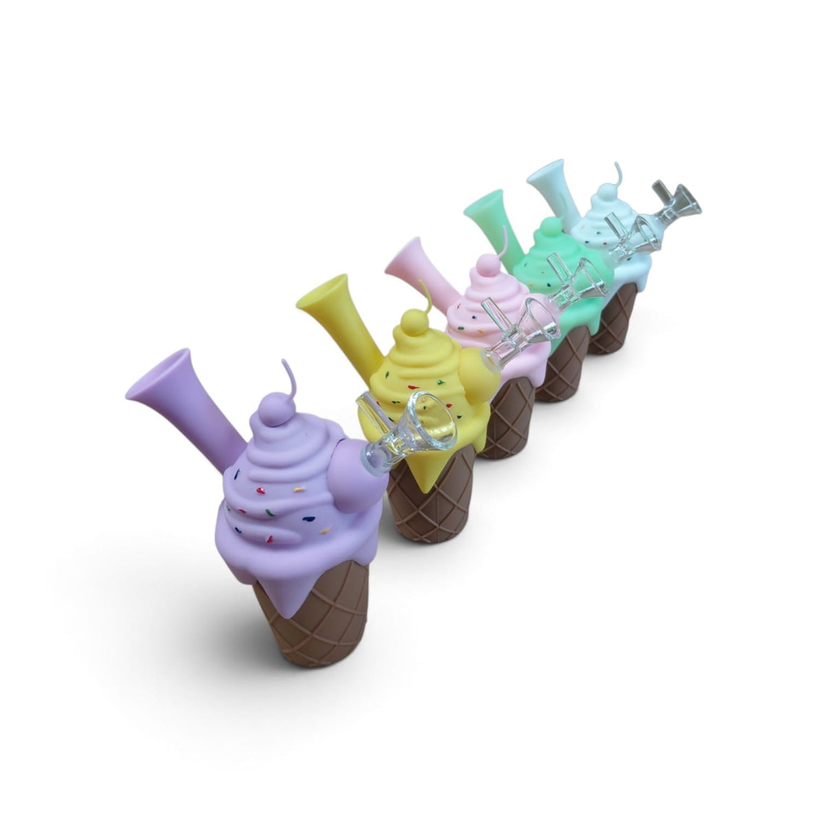 Silicone Ice Cream Water Pipe – Multi-Color, 14MM Bowl