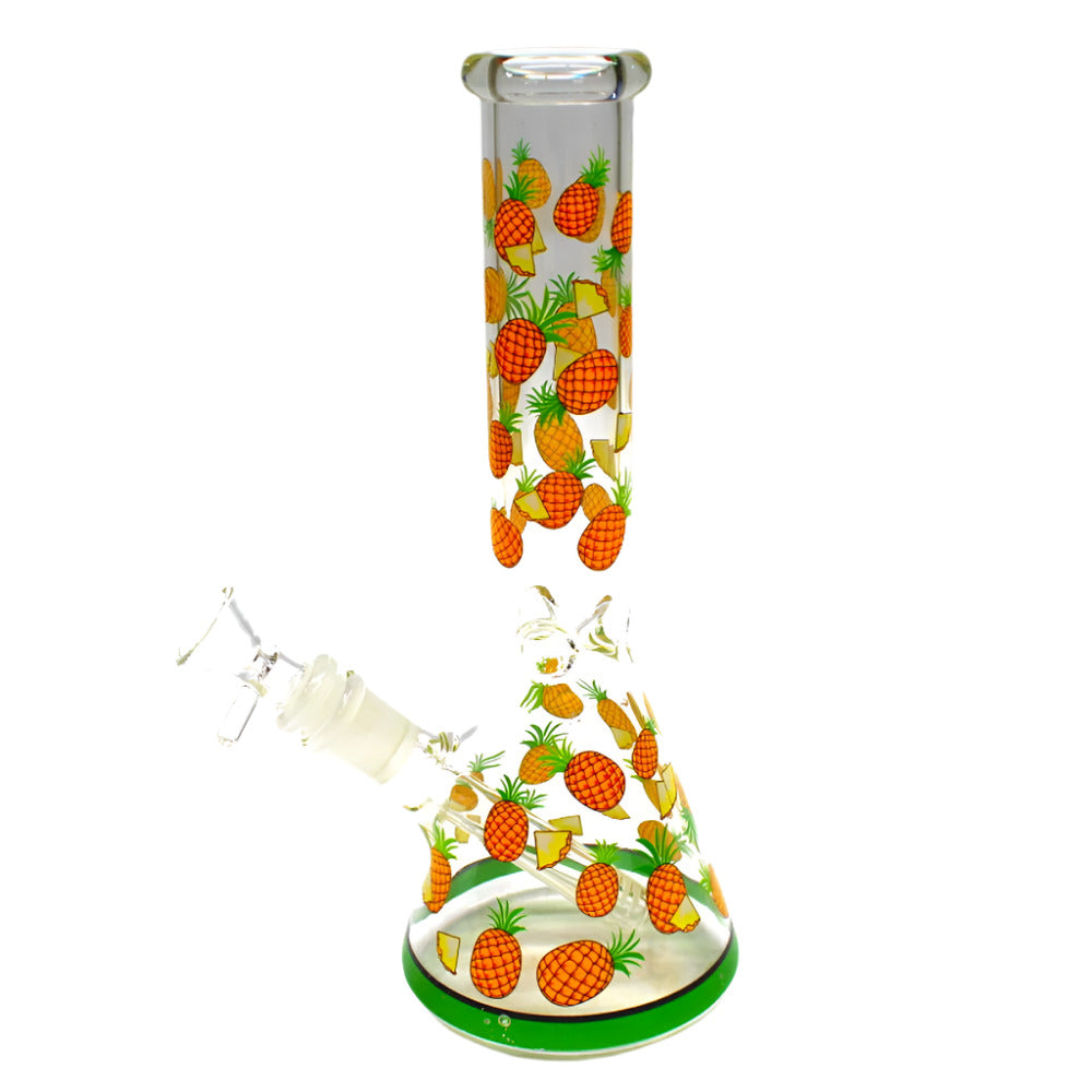 10'' Beaker Decal Art Fruit Design Water Pipe With 14 MM Male Bowl Glass On Glass