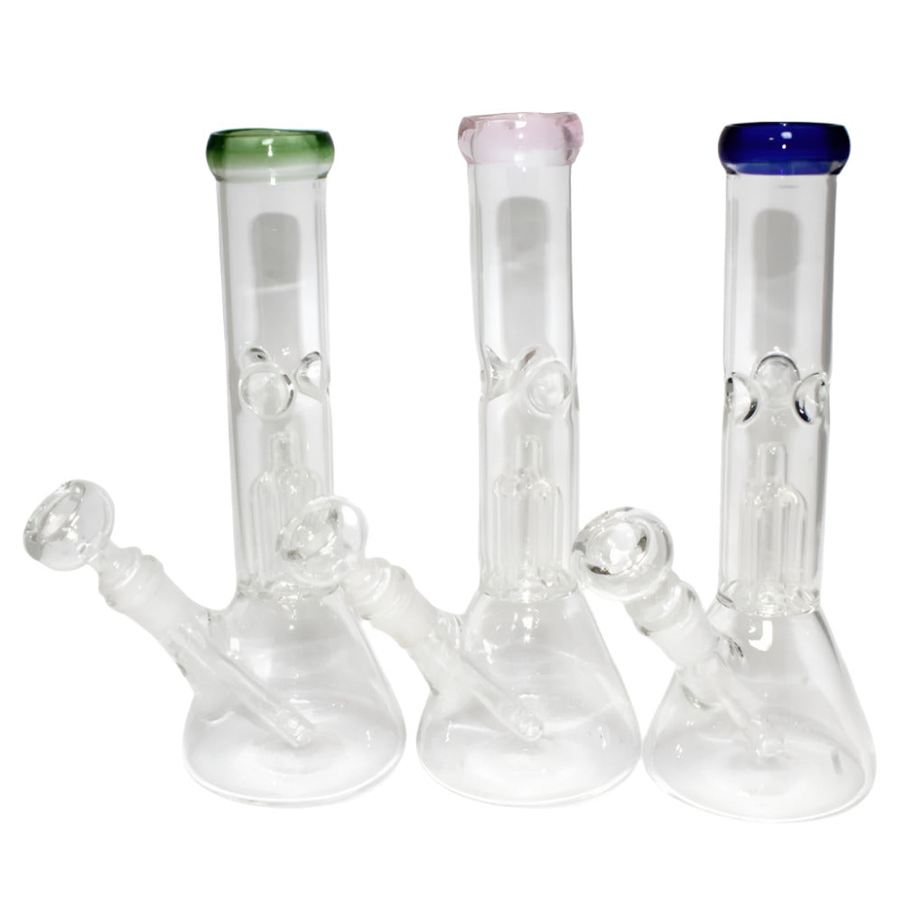 10-inch glass beaker water pipe with tree percolator, glass-on-glass