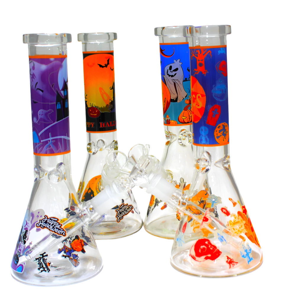 10-inch glass water pipe with decal design and glass-on-glass (G-G) connection