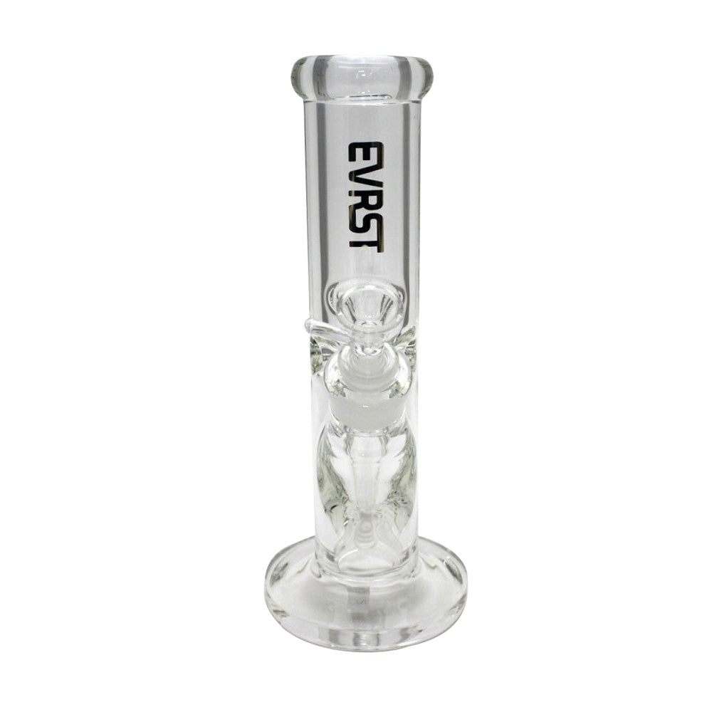 10-inch EVRST 9mm thick flat bottom straight shooter water pipe with downstem and 14mm male glass-on-glass bowl