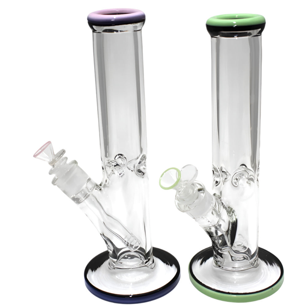 14-inch 9mm thick USA color straight glass water pipe with 14mm male bowl and glass-on-glass joint