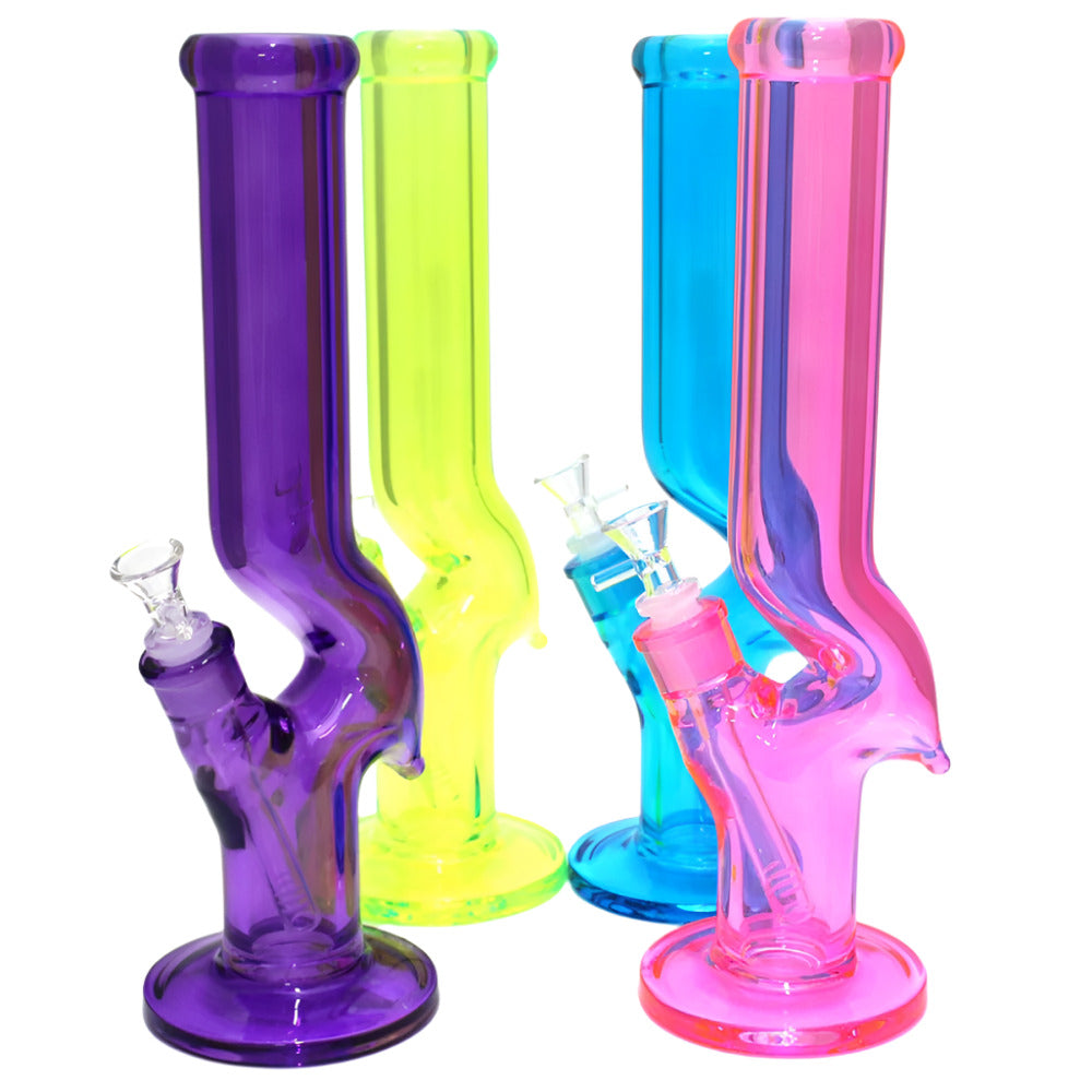 14-inch flat bottom zig zag thick glass water pipe