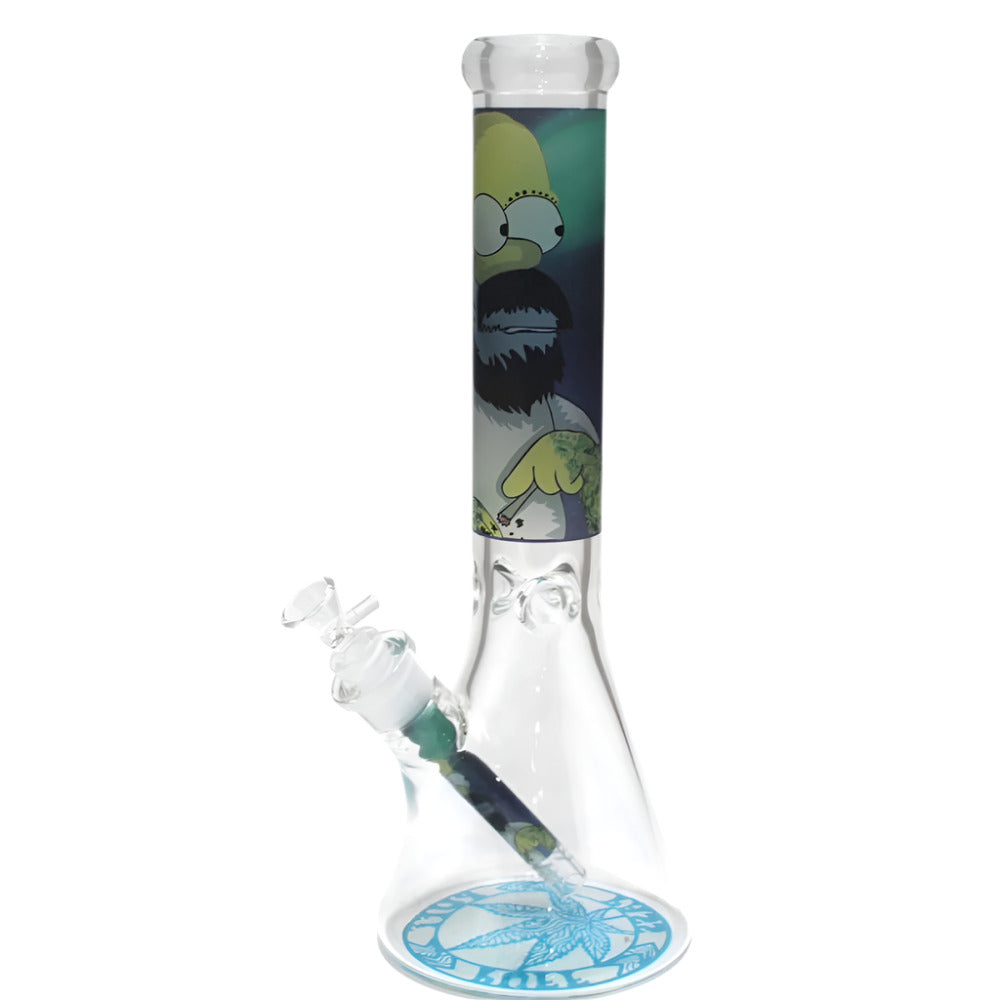 14-inch glow in the dark beaker water pipe with picture art design