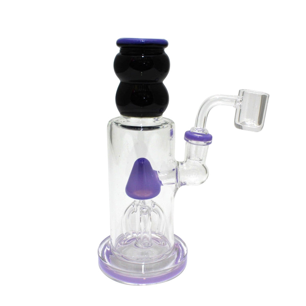 7'' Flat Bottom Black Tube Color Dab Rig Water Pipe With 14 MM Male Banger