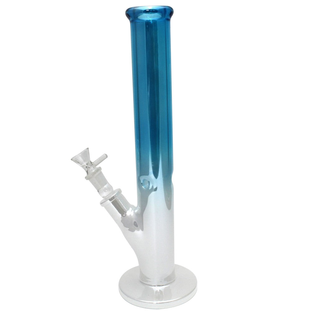 15'' 9 MM Blue / White Color Straight Shooter Heavy Water Pipe Glass On Glass