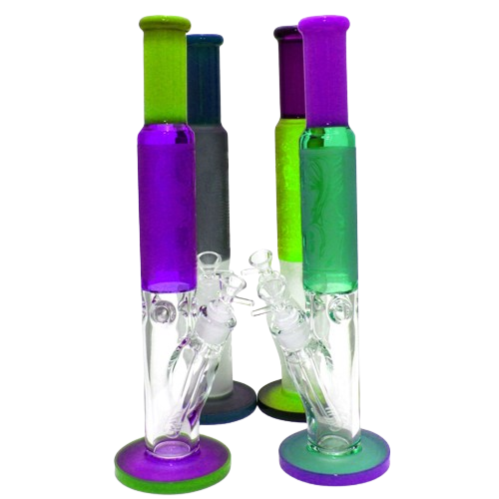16.5-inch straight tube glass water pipe with multi-color art design, G-G fitting