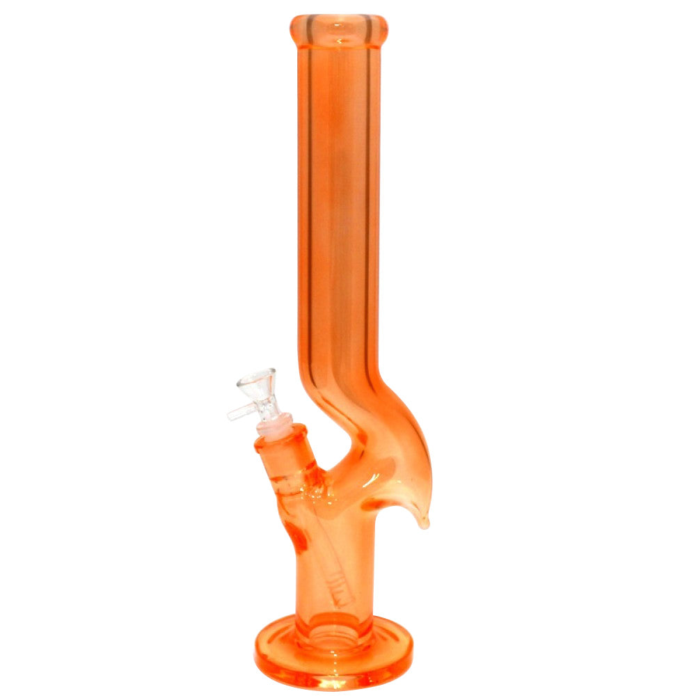 16'' Flat Bottom Solid Color Zig Zag Design Straight Heavy Duty Thick Glass Water Pipe G-G