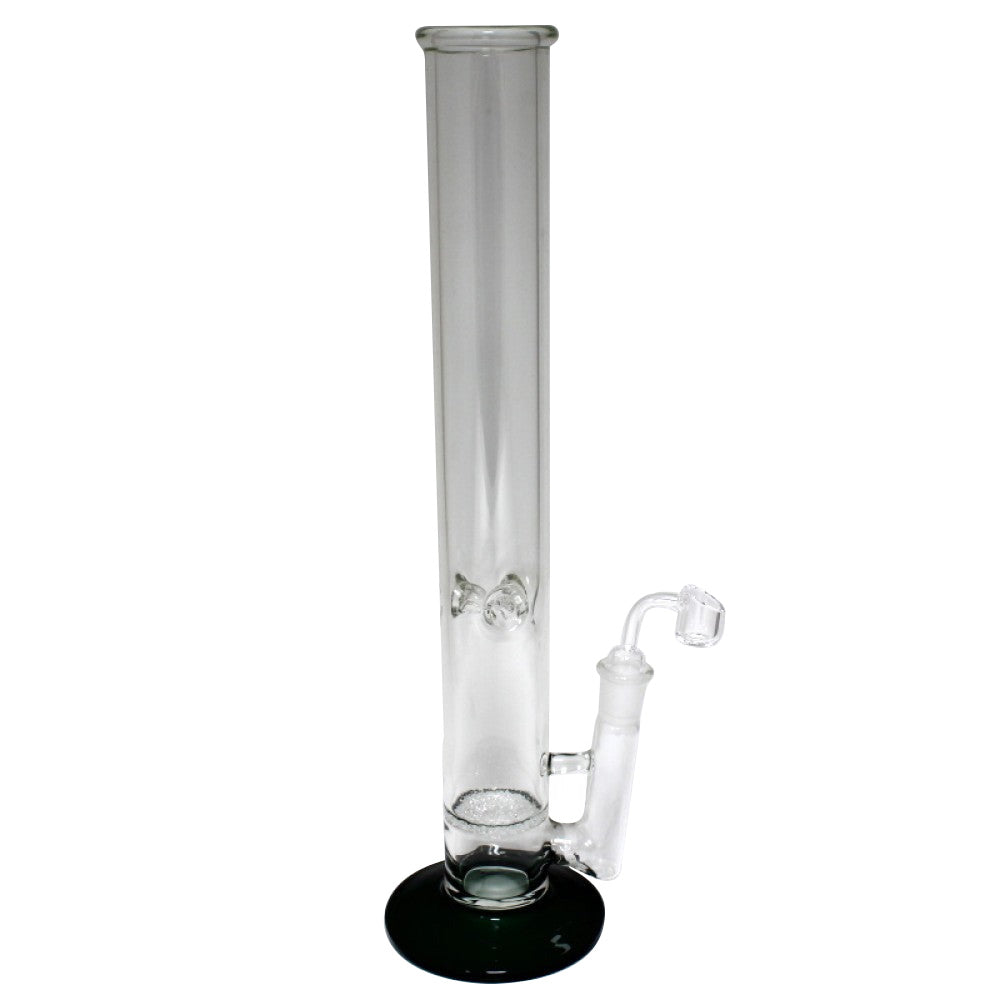 17'' Flat Bottom Frit Disk Straight Water Pipe With 18 MM Male Banger