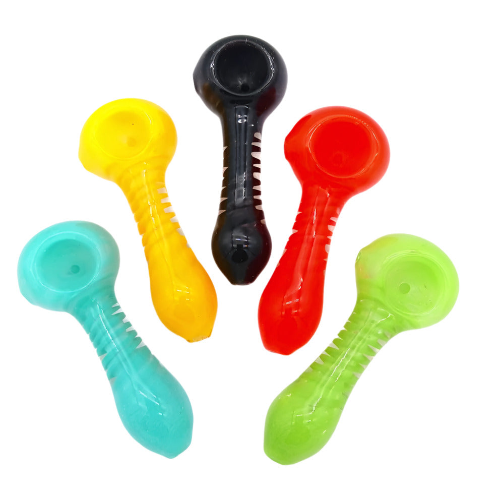 3.5-inch solid color glass hand pipe with spiral design