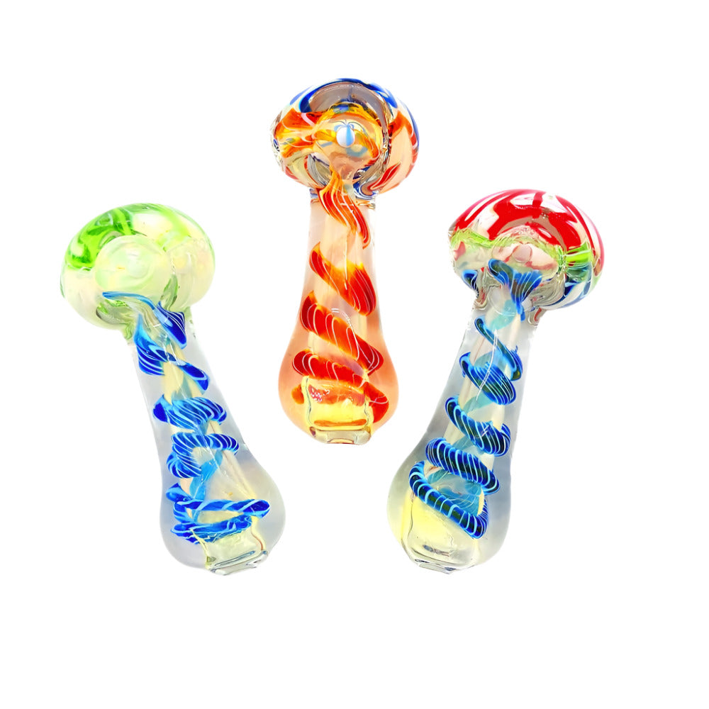 3" Full Swirl assorted color glass hand