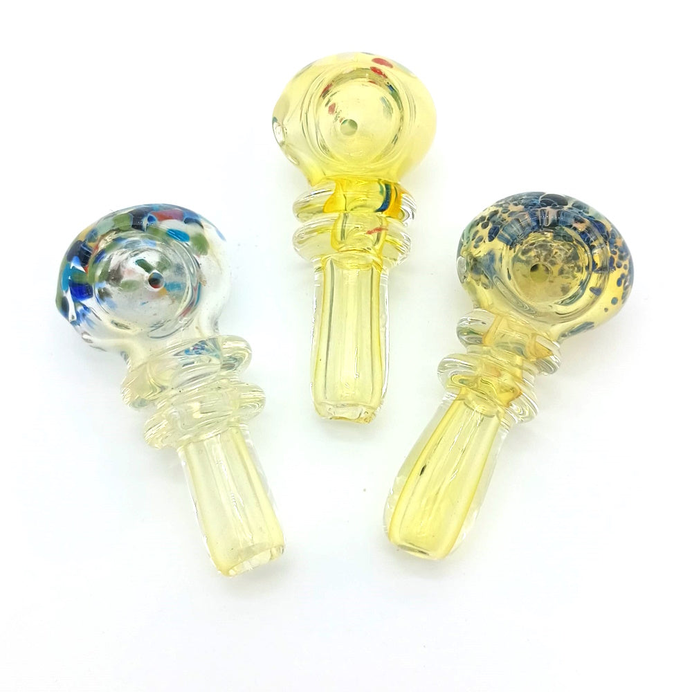 3-inch ribbed glass hand pipe for smoking