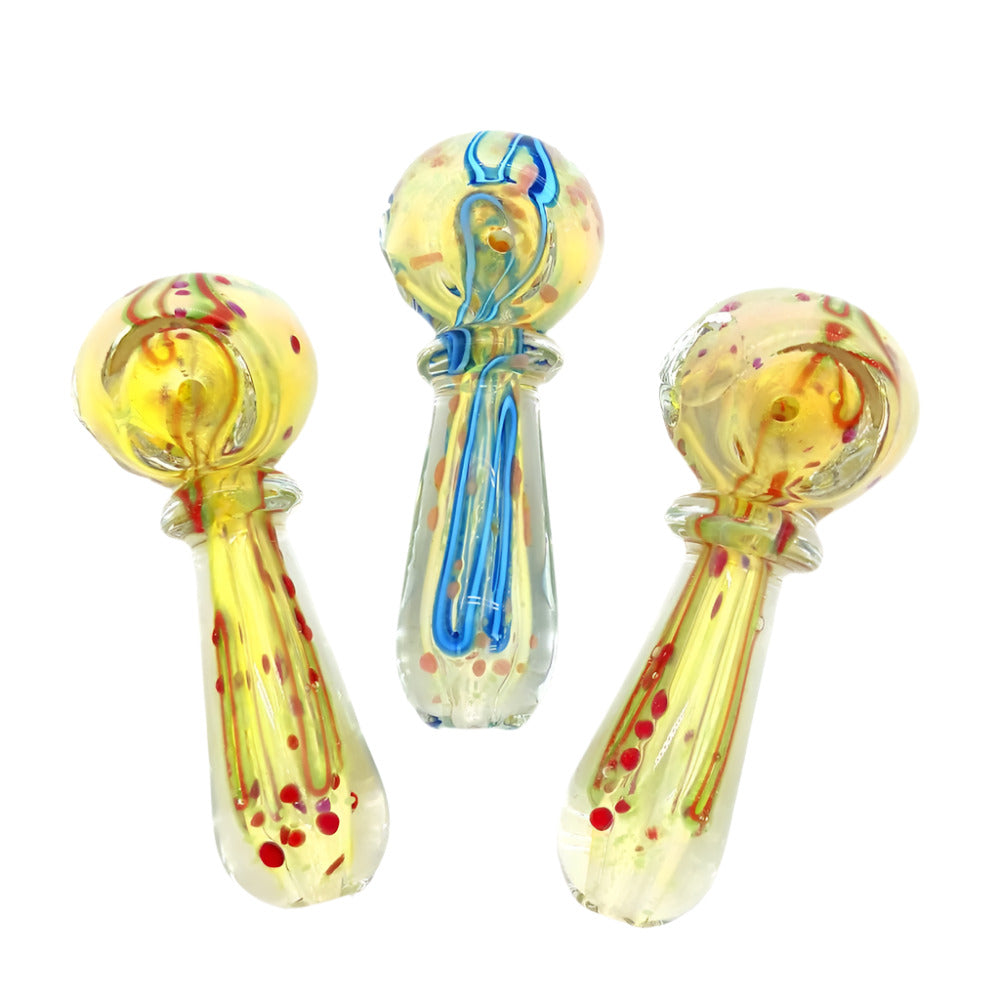 3-inch glass hand pipe with spiral confetti design