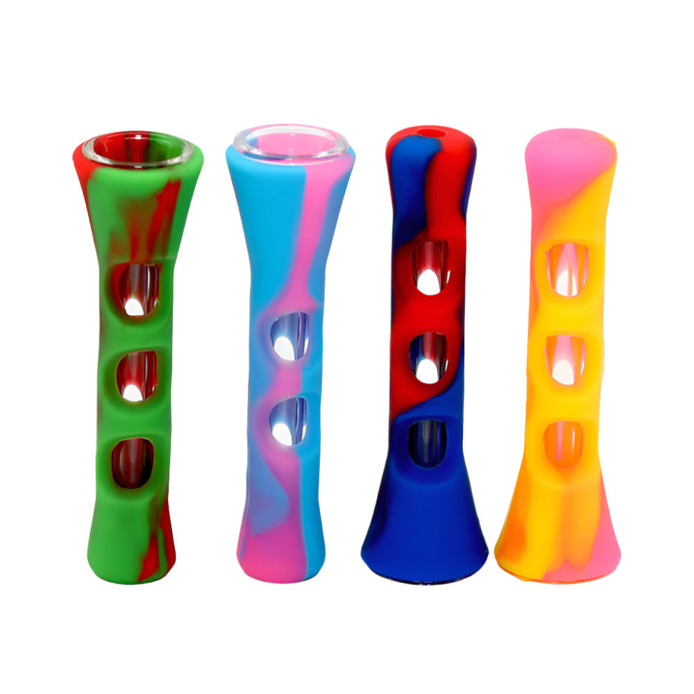 3'' Multi Color Silicone W / Glass Tube Chillium