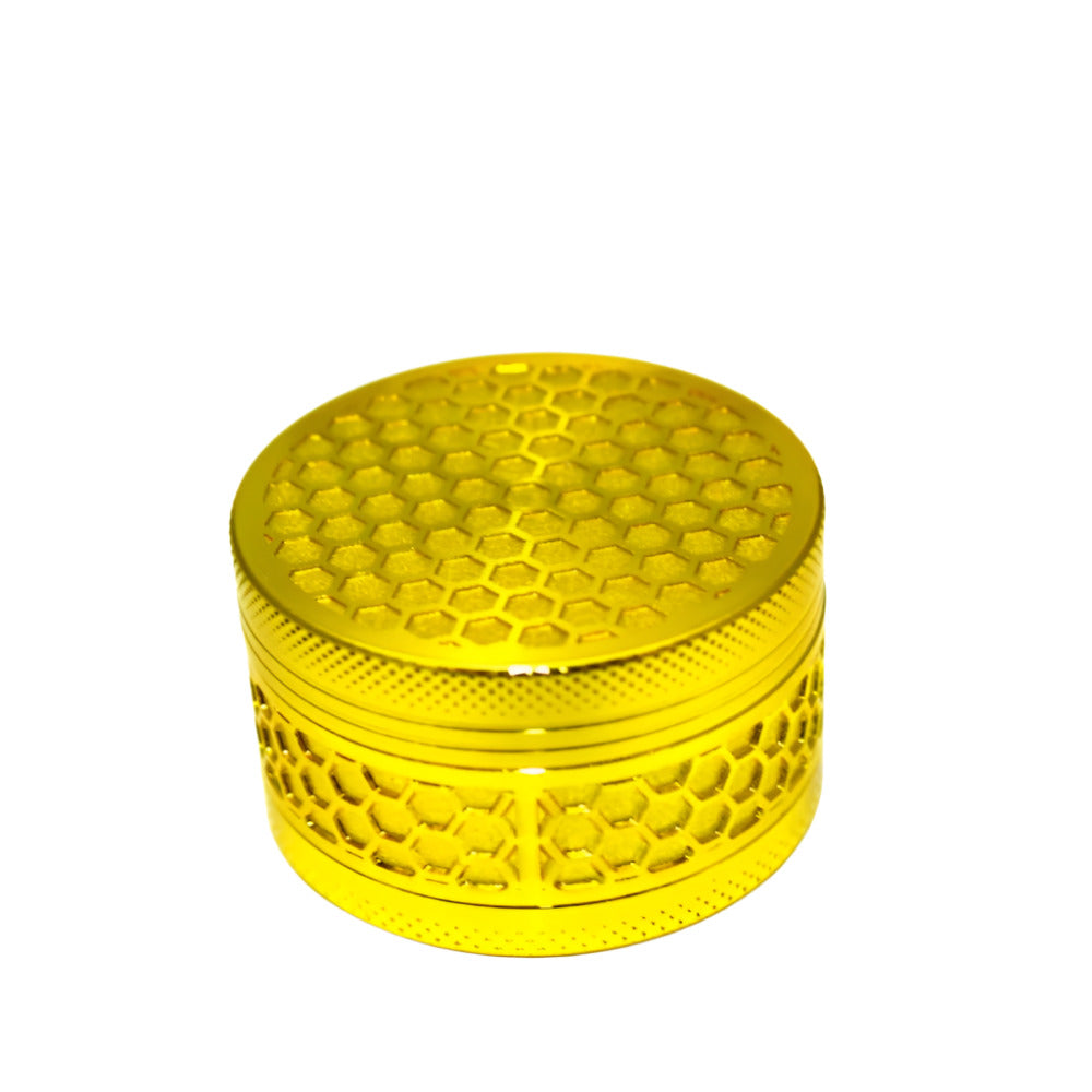 3 Part Unique Gold Color Honeycomb Design Grinder 53 MM