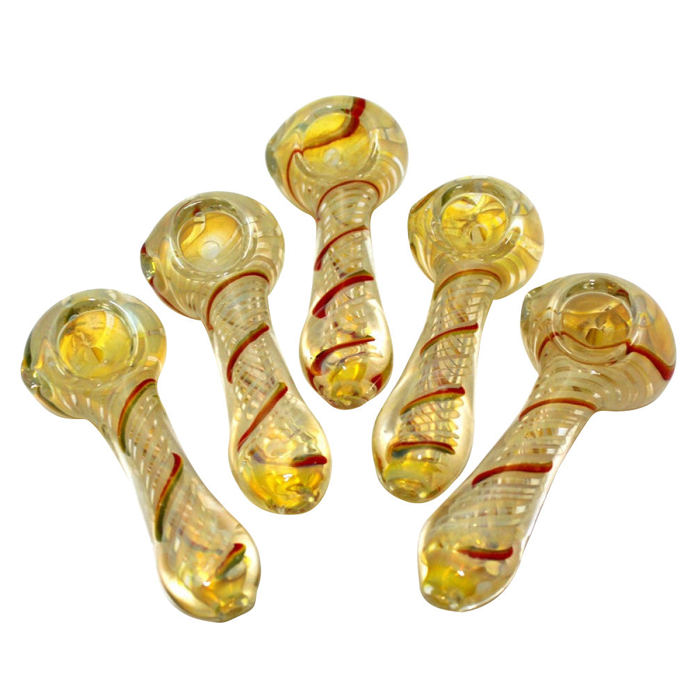 3-inch thick glass hand pipe with multicolor swirl design
