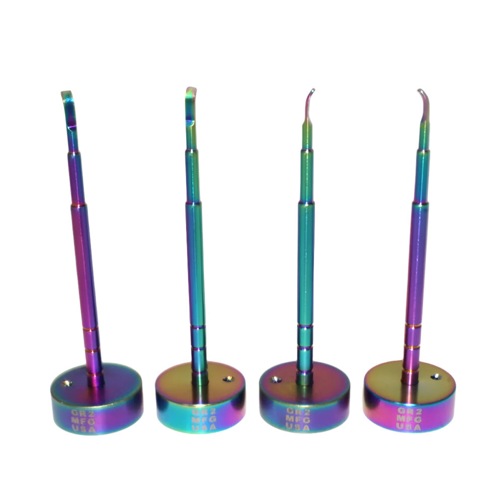 "4'' rainbow color titanium carb cap with included dab tool for precise concentrate handling."
