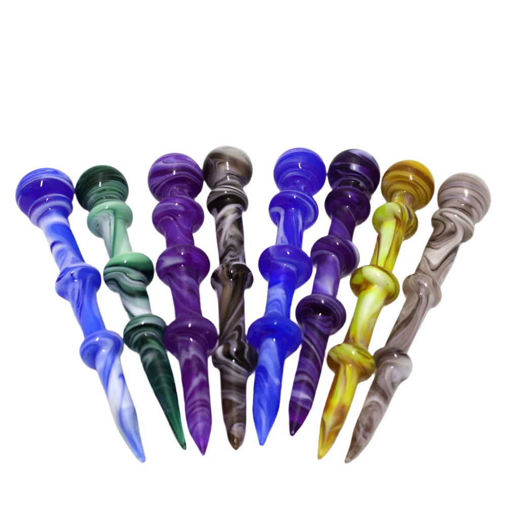 Stylish 4.5'' assorted color glass dab tool with a unique step design for easy handling.