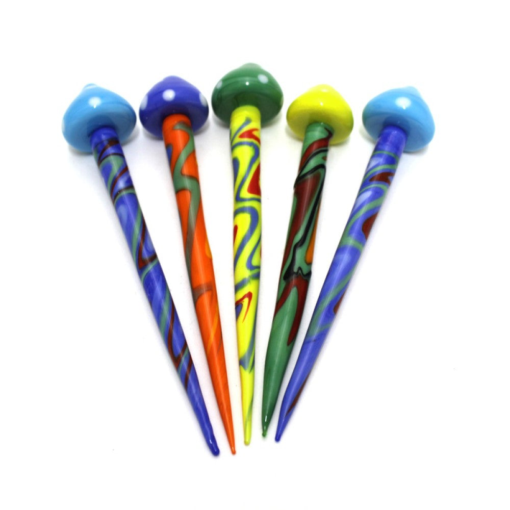 "4.5'' glass dab tool with a unique mushroom design for precise concentrate handling."