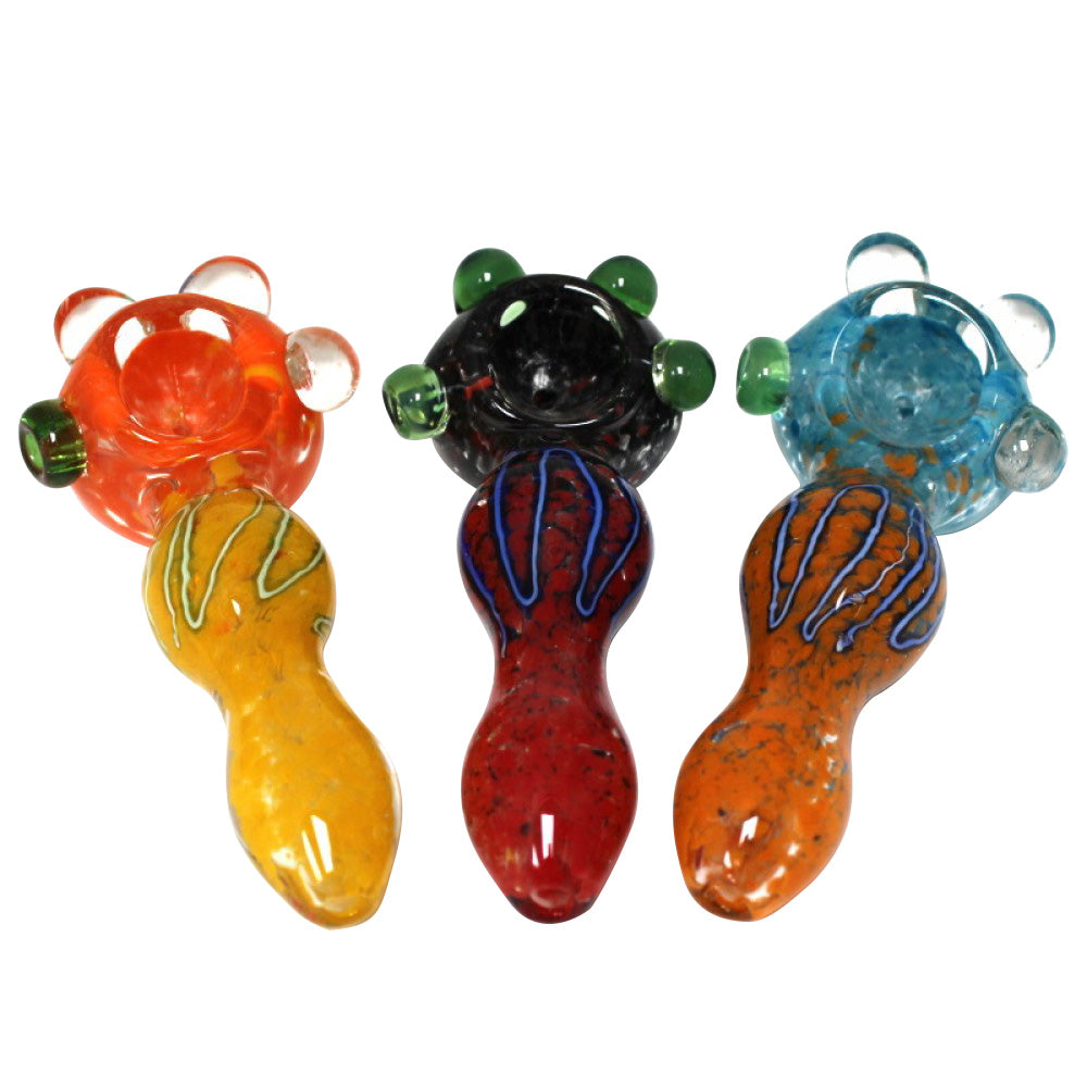 4.5-inch cone-shaped glass hand pipe with ribbed colorful design