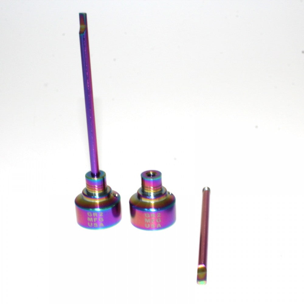 Vibrant rainbow titanium carb cap with 18MM fit for dabbing.