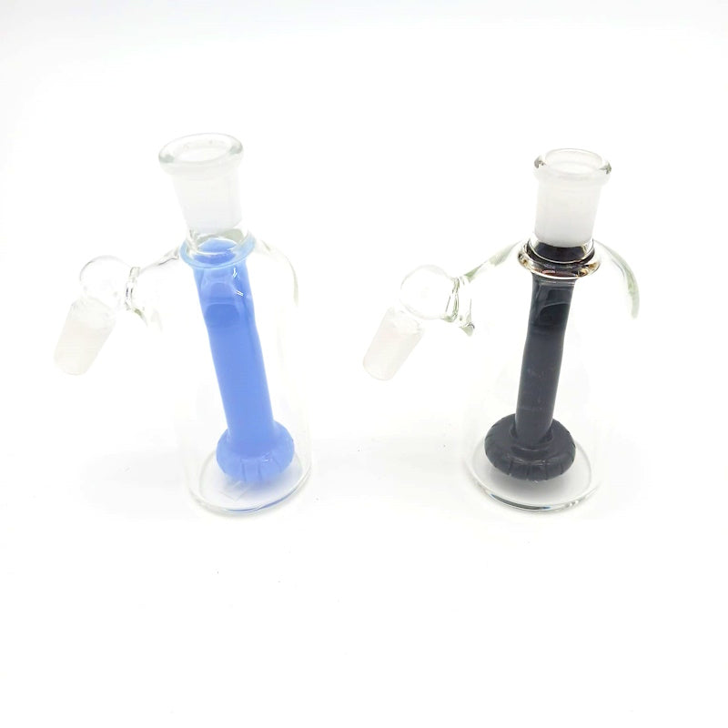 45 degree ash catcher color tube with 14mm female to 14mm male joint, durable glass accessory for improved filtration and cleaner smoking experience.
