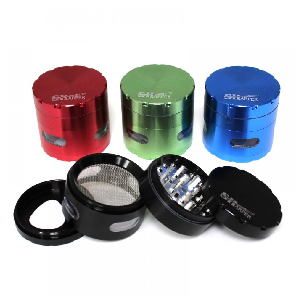 4 Part Window Design Aluminum Assorted Color Grinder 63 MM