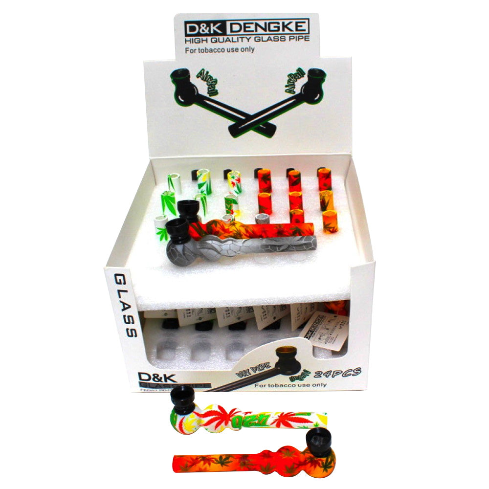 4" Assorted Color Glass Pipe With Metal Bowl