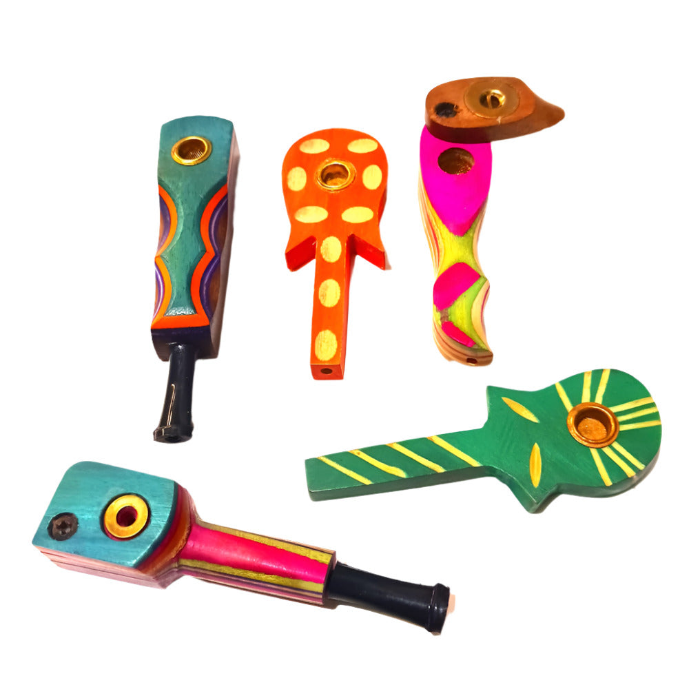 4" Assorted Design Wooden Pipes