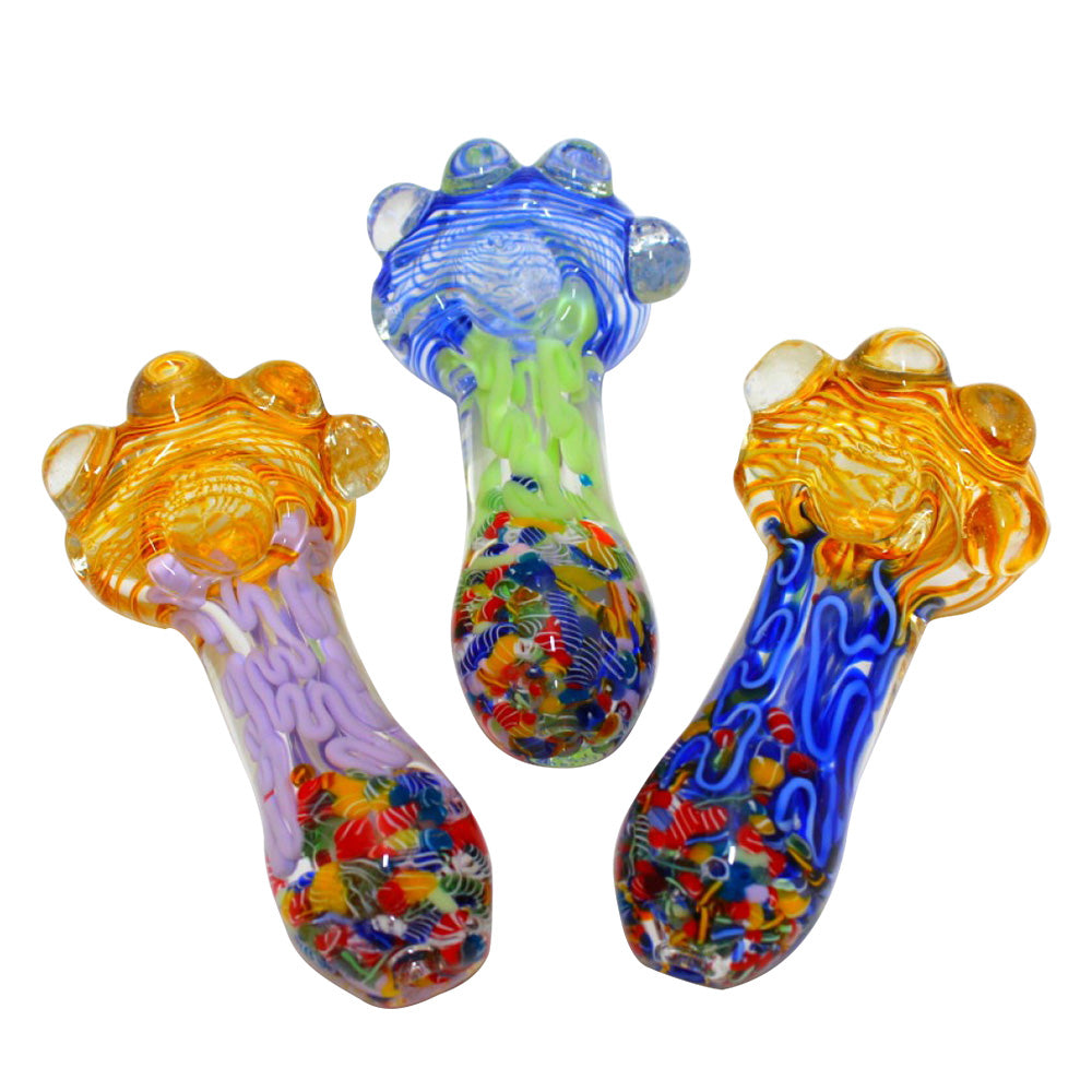 4'' Cubed Design Confetti Color Heavy Duty Glass Hand Pipe