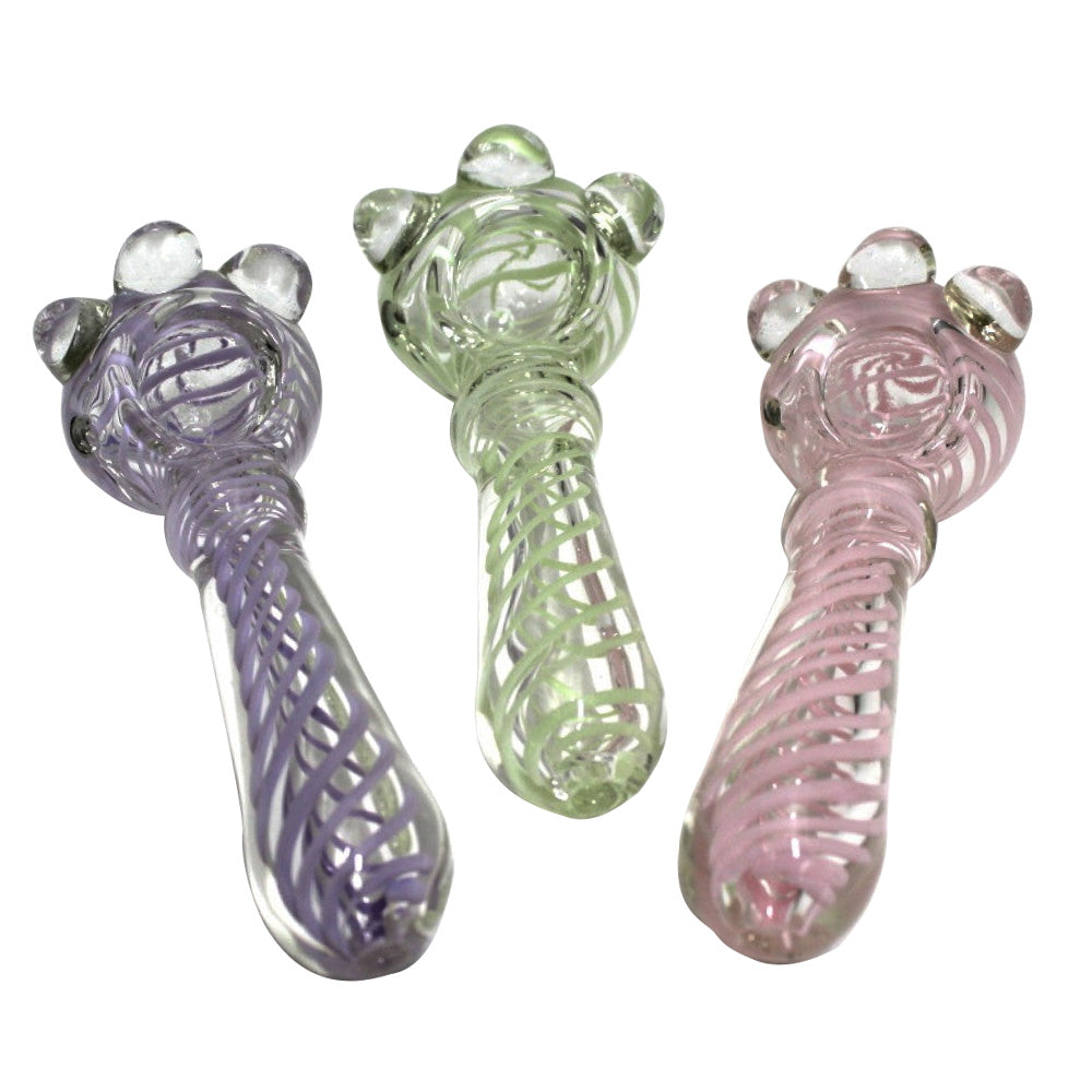 4'' Cubed Design Swirl Color Heavy Duty Glass Hand Pipe