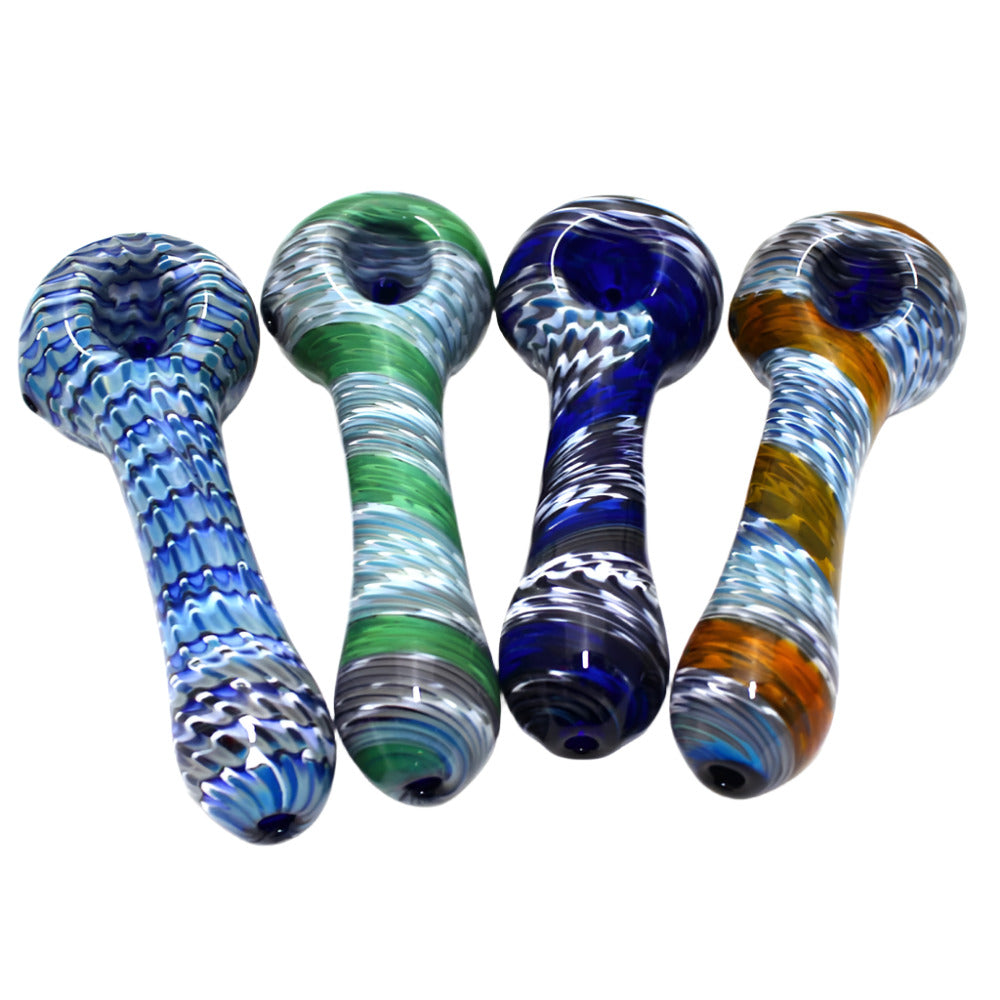 5-inch heavy duty thick glass hand pipe with new colorful art design