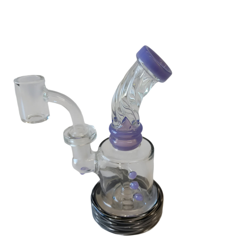 5" Twisted Tube Color Dot Design Dab Rig Water Pipe With 14 MM Male Banger
