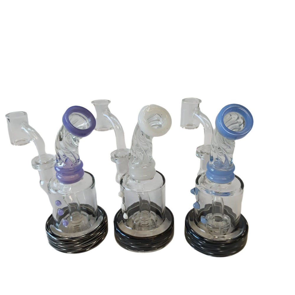 5" Twisted Tube Color Dot Design Dab Rig Water Pipe With 14 MM Male Banger