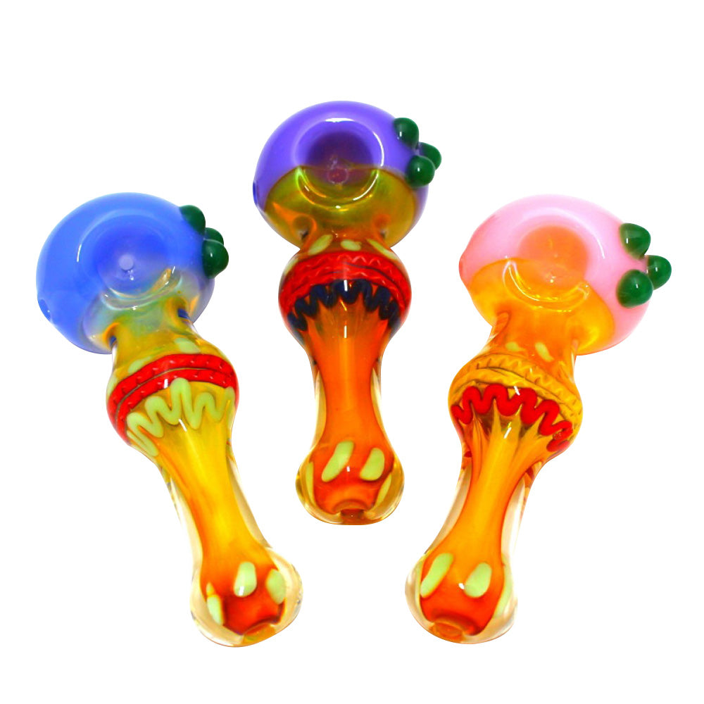 5-inch heavy duty glass hand pipe with oversized colorful head