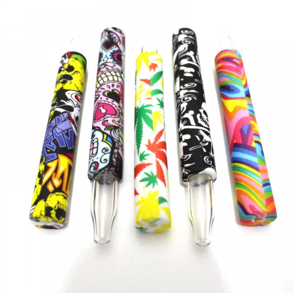 5'' Silicone Multi Color Straw Kit with Glass