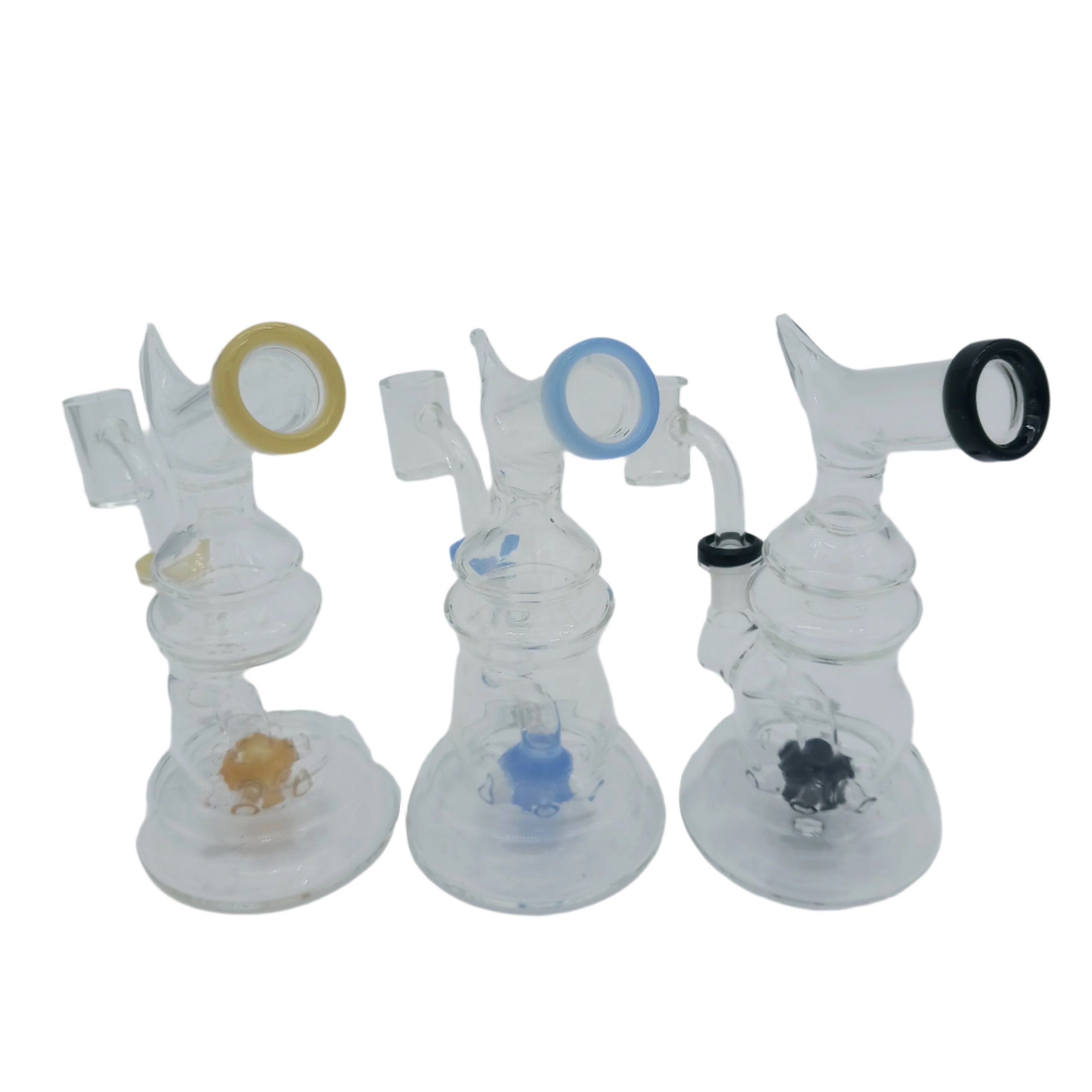 6.5-inch fancy design dab rig with 14mm male banger and ground glass joint (G-G)