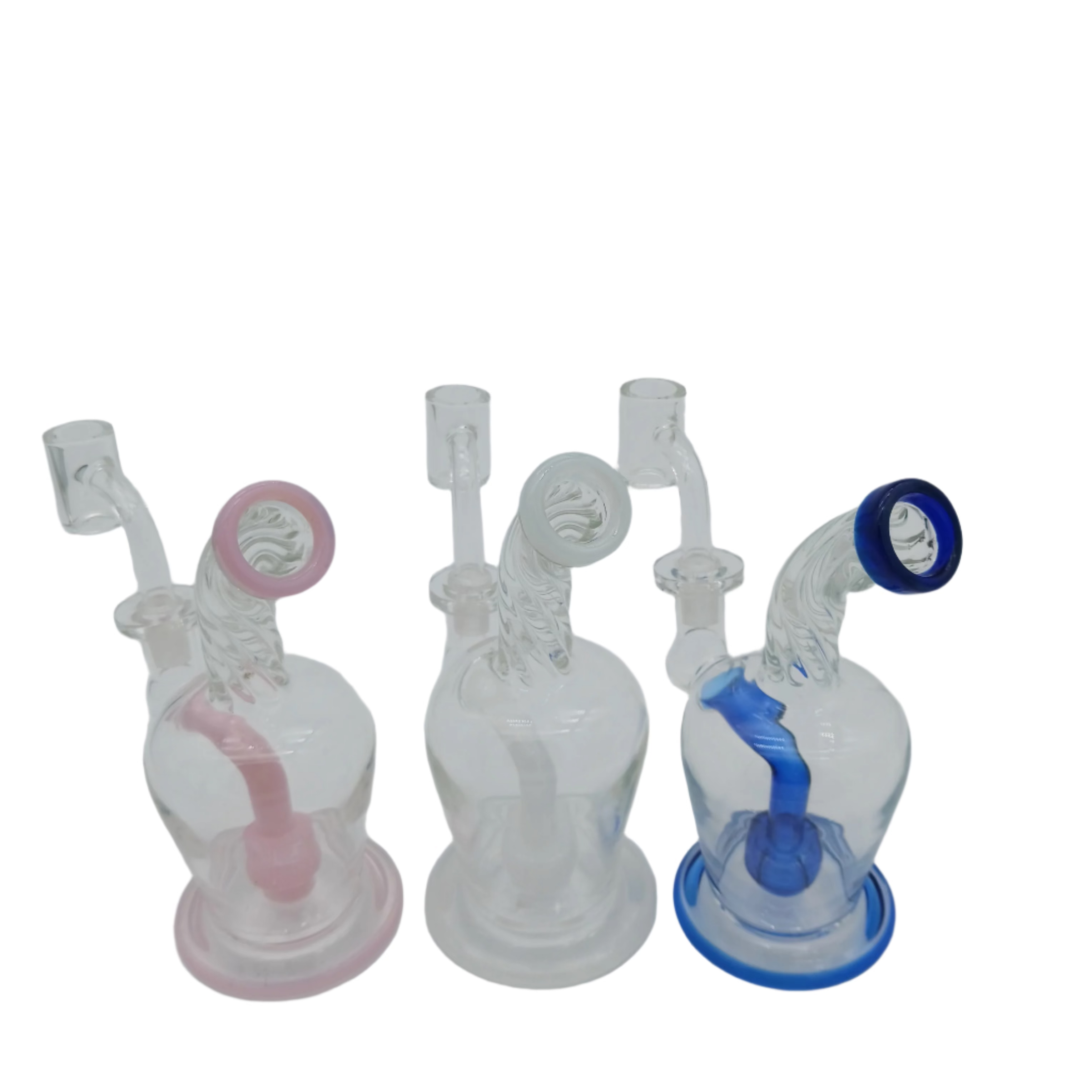 6.5-inch tube-style dab rig water pipe with colorful design and 14mm male banger