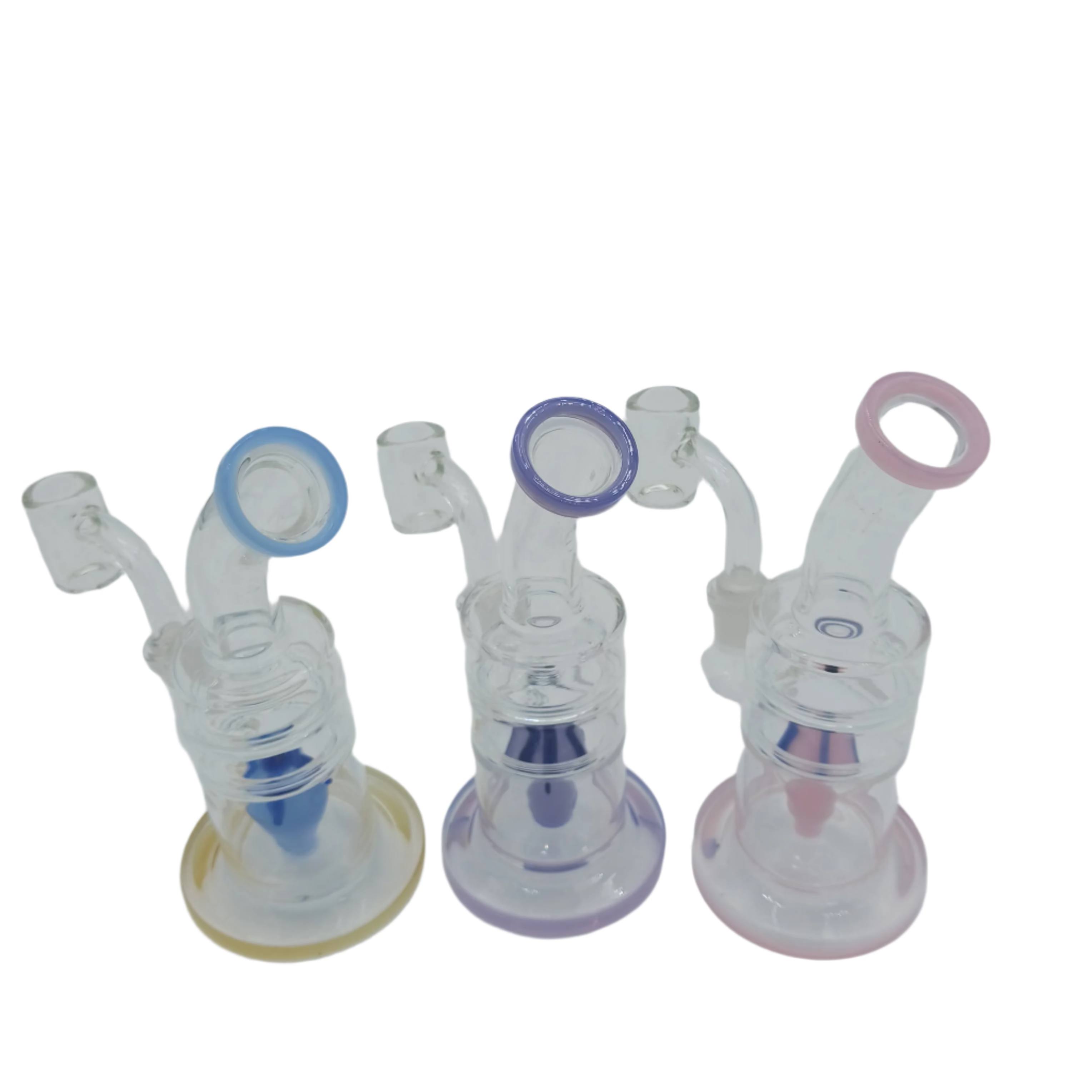 6.5-inch flat bottom fruit tube dab rig water pipe with colorful design and 14mm male banger