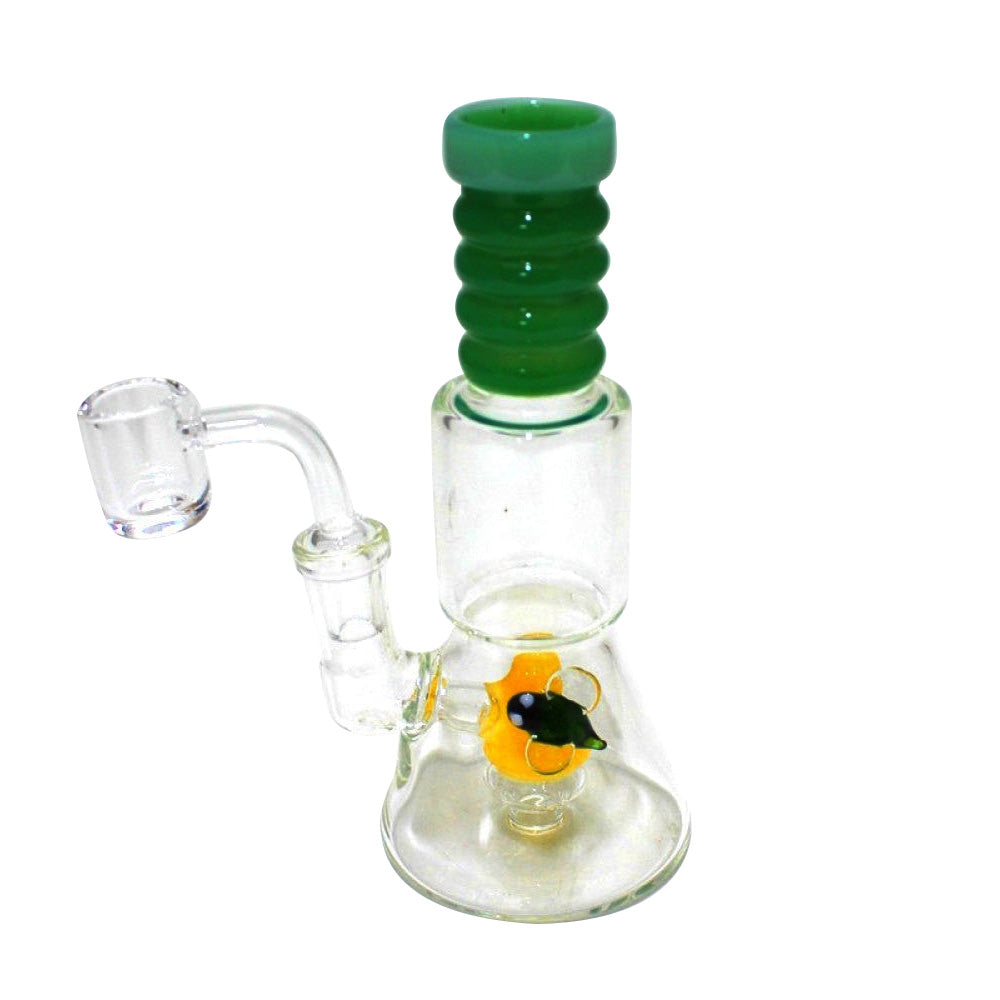 6.5'' Top Ribbed Design Dab Rig Water Pipe With 14 Mm Male Banger