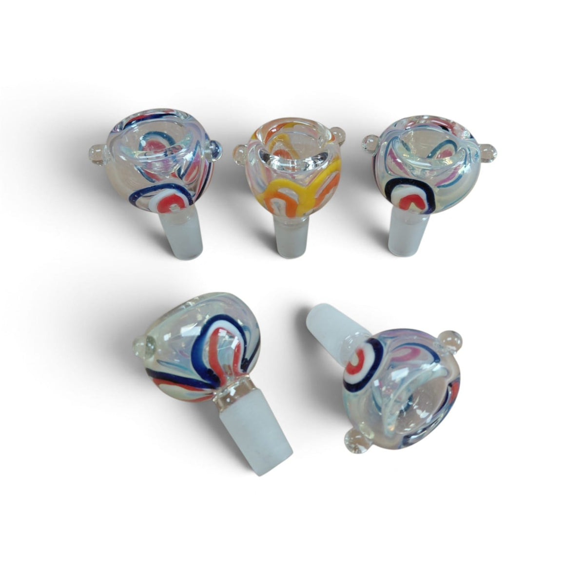 Glass Bowl Assorted Color 14 MM Male Glass On Glass