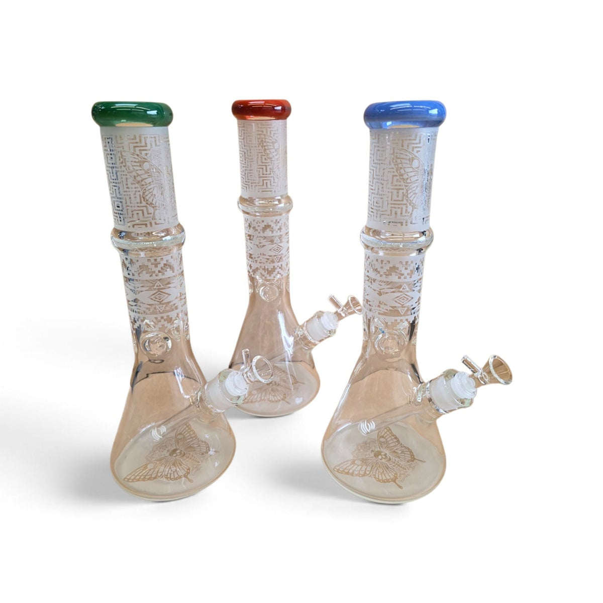 14'' Beaker Tube Color Butterfly Art Design Water Pipe G-G