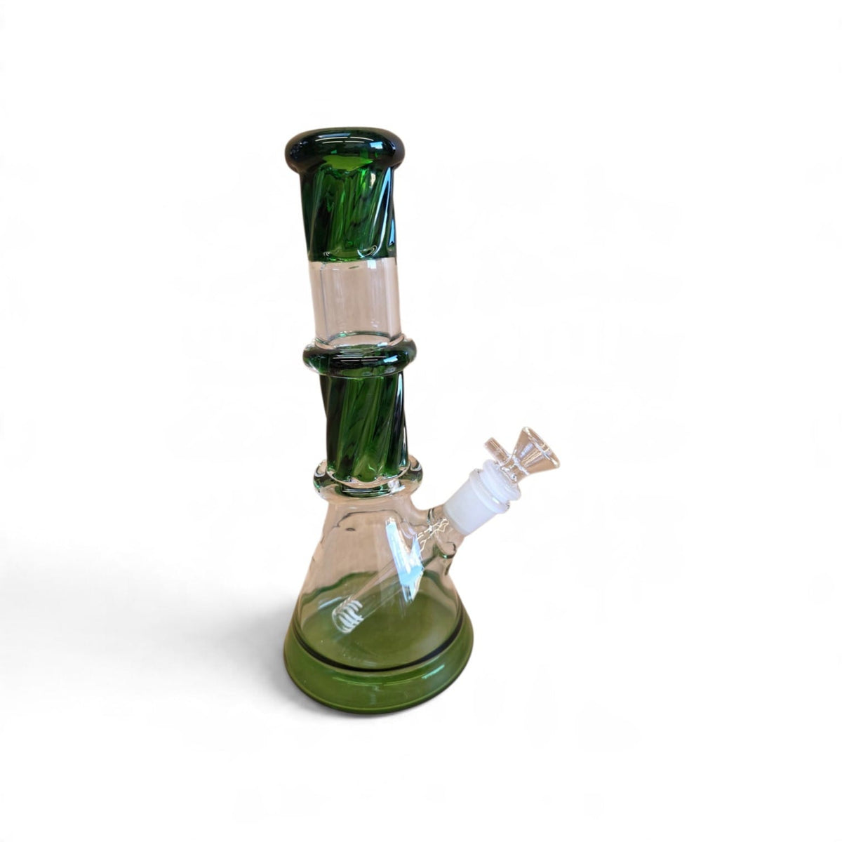 10'' Beaker Base W/ Twisted Design Color And Clear Water Pipe 14 MM Male Bowl G-G