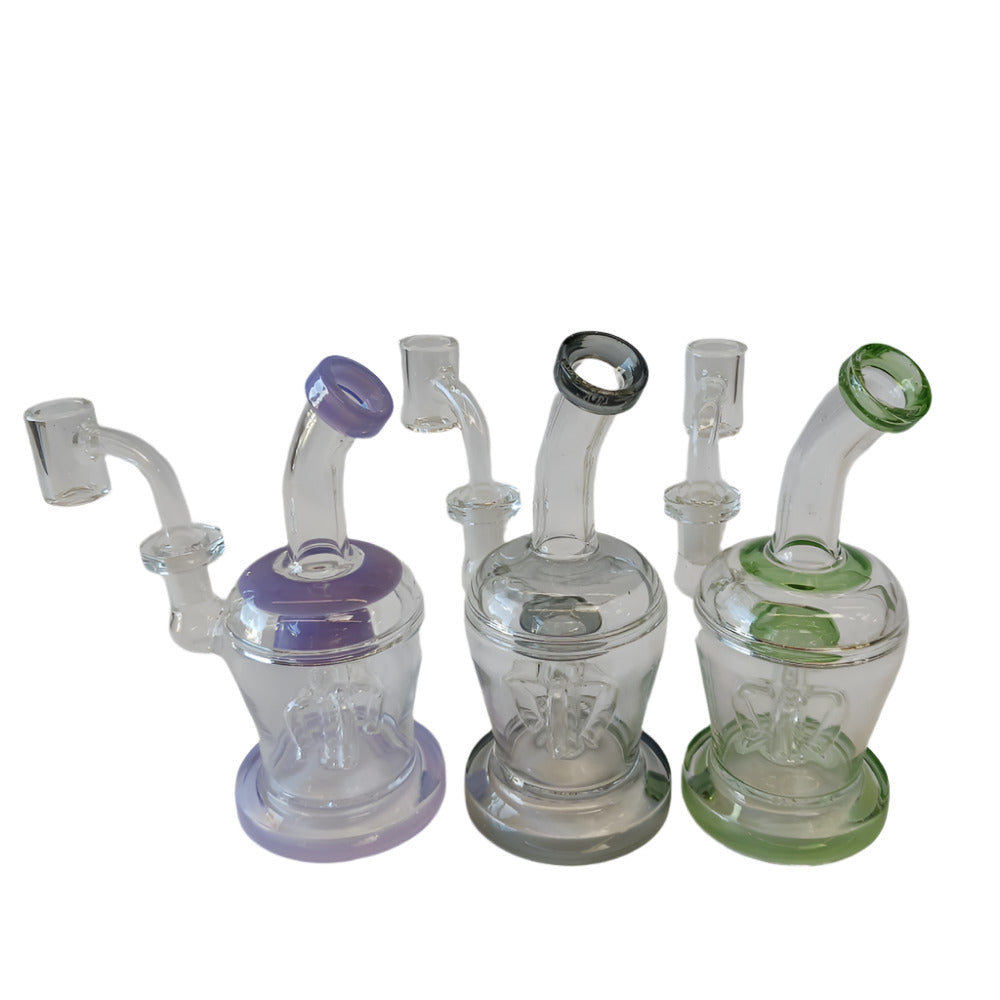 6" Color Tube Dab Rig Water Pipe With 14 MM Male Banger