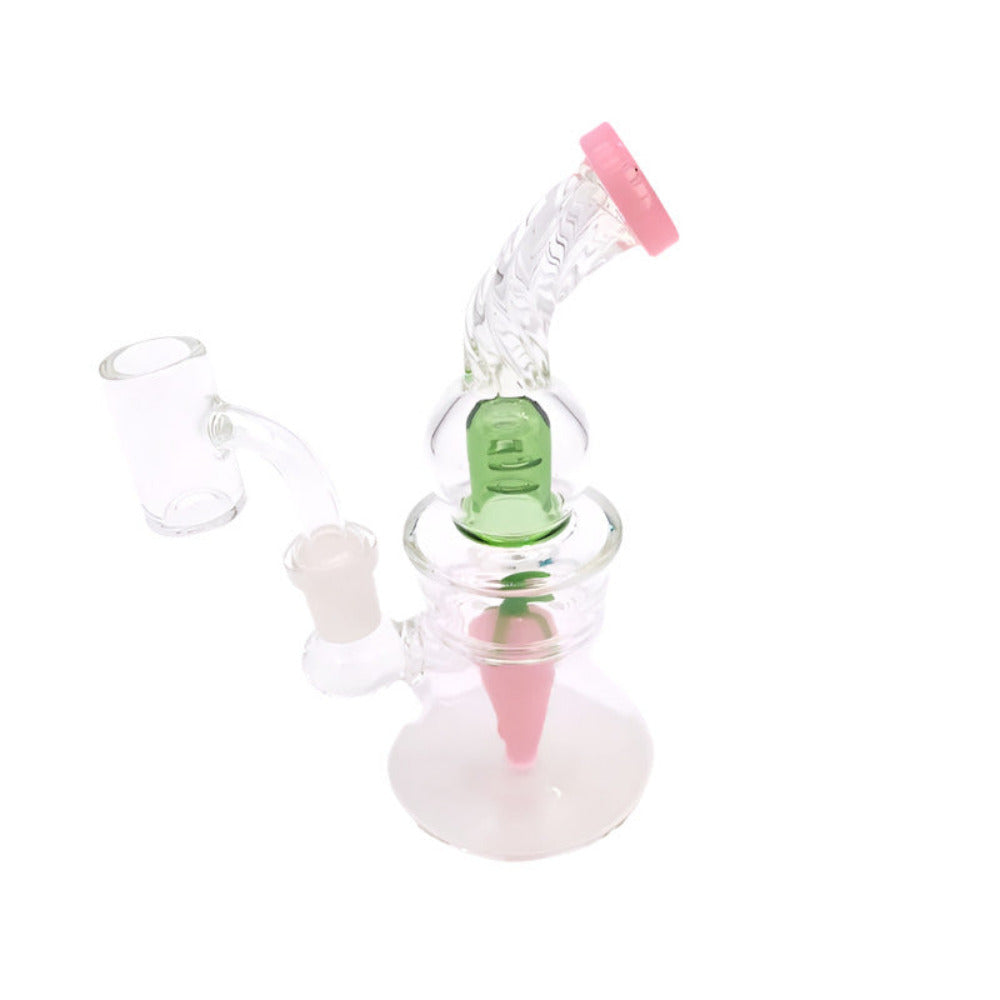 6" Fruit Design Twisted Dab Rig Water Pipe  With 14 MM Male Banger
