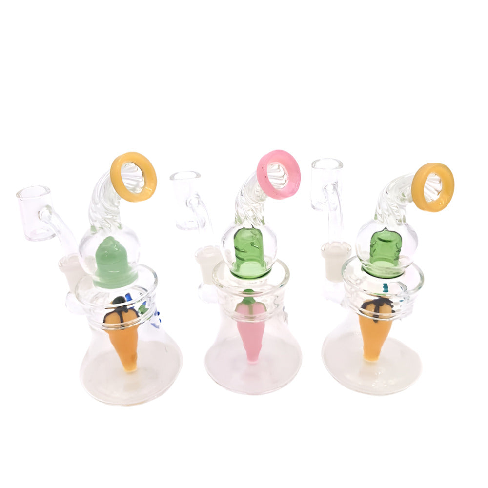 6" Fruit Design Twisted Dab Rig Water Pipe  With 14 MM Male Banger