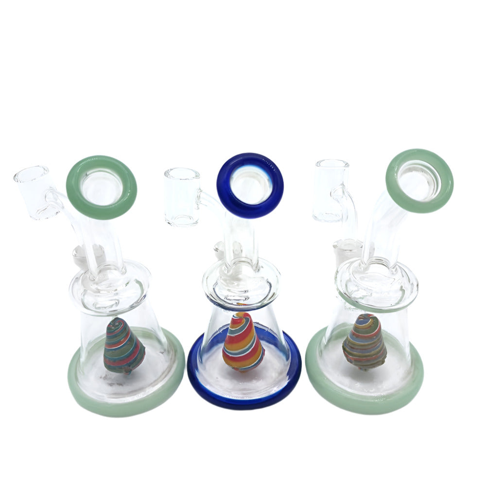 6-inch color dab rig water pipe with inner cone tube and 14mm male banger