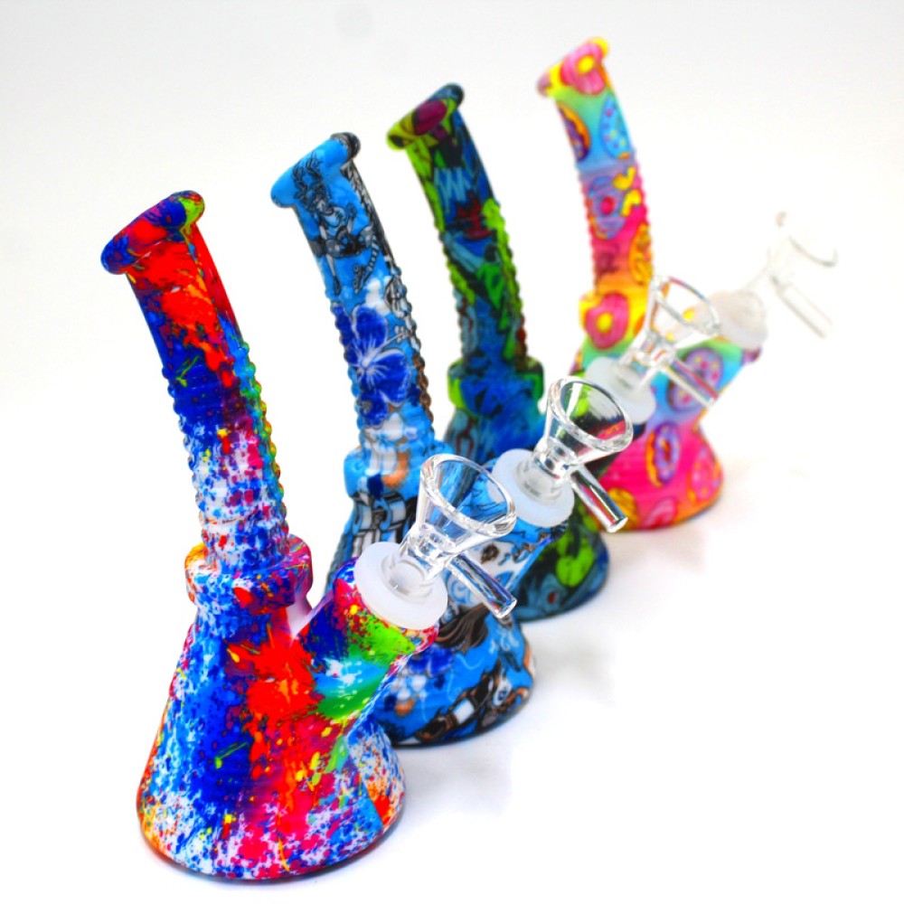 6" Silicon Printed Color Small Water Pipe