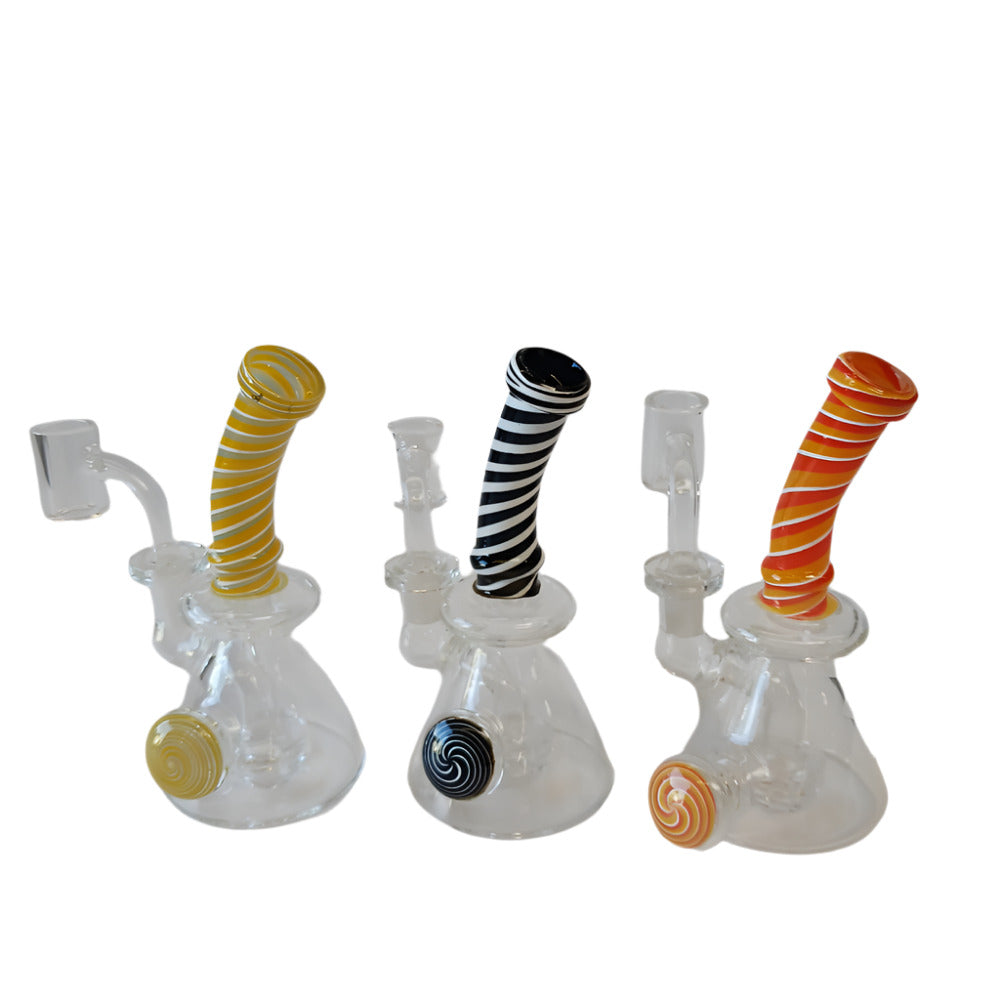 6" Spiral Design Tube Color Dab Rig Water With 14 MM Male Banger