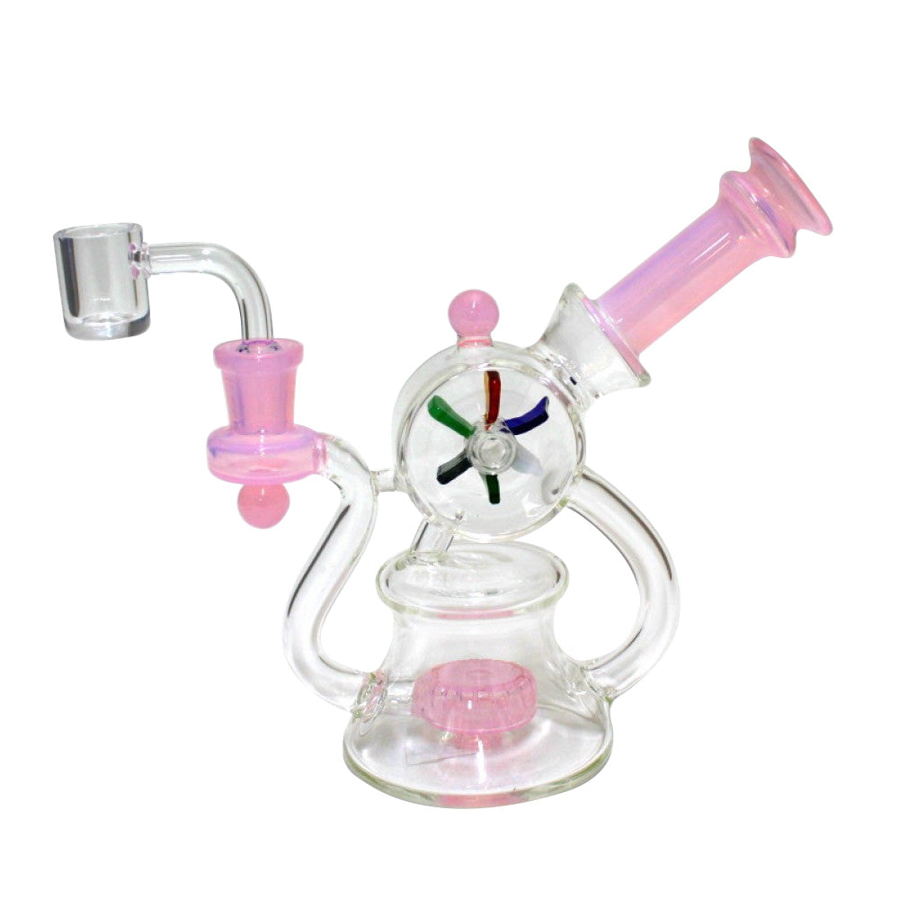 6" Fan Design Handle Water Pipe With 14mm Male Banger